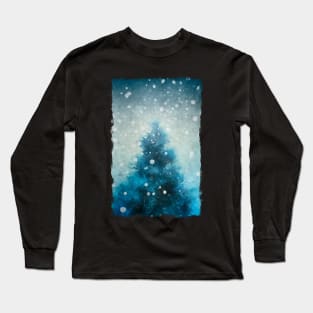 Pine Tree In Snowstorm Long Sleeve T-Shirt